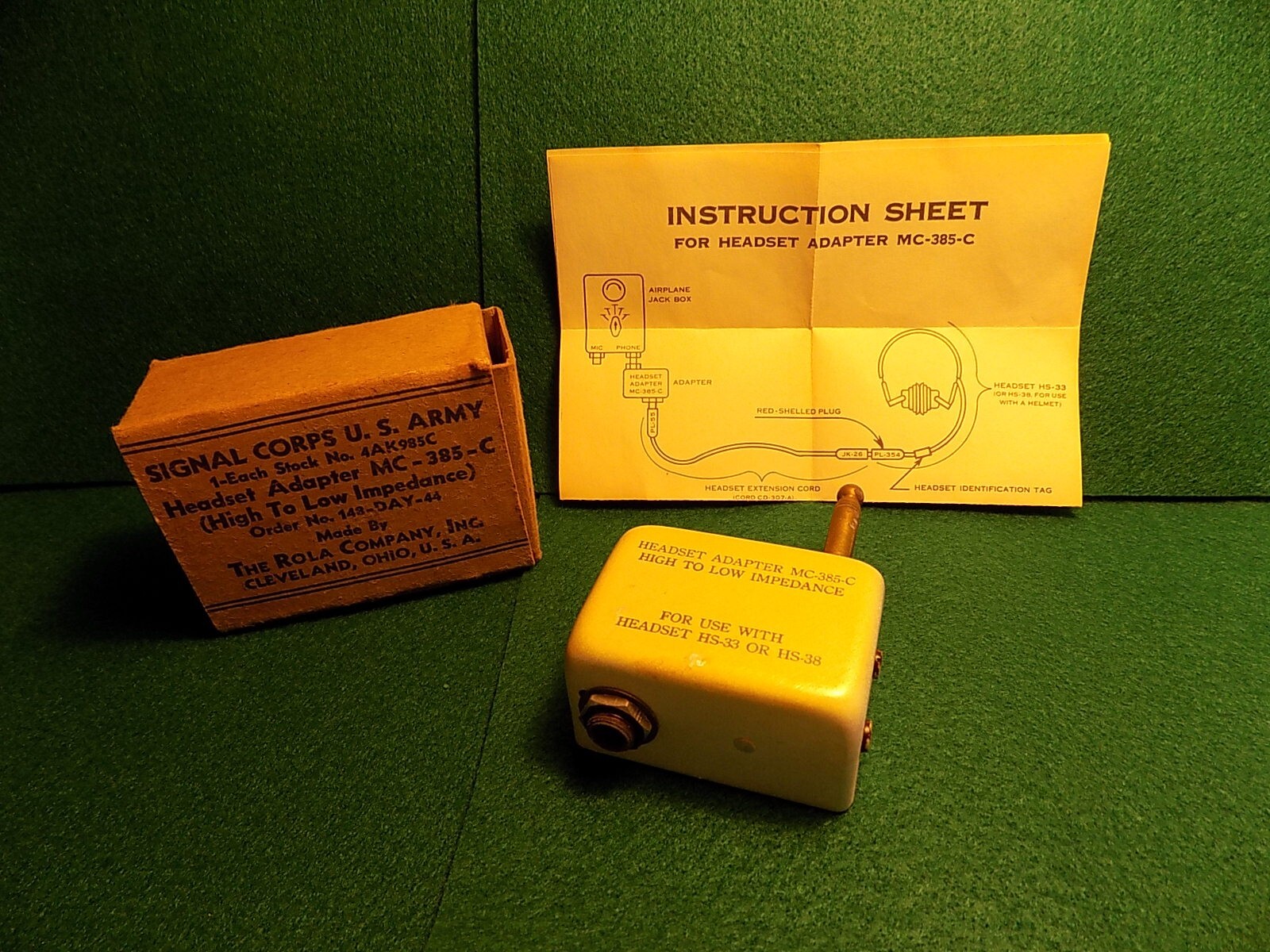 Signal Corp U.S. Army Headset Adapter MC-385-C High Imp to Low NOS NIB