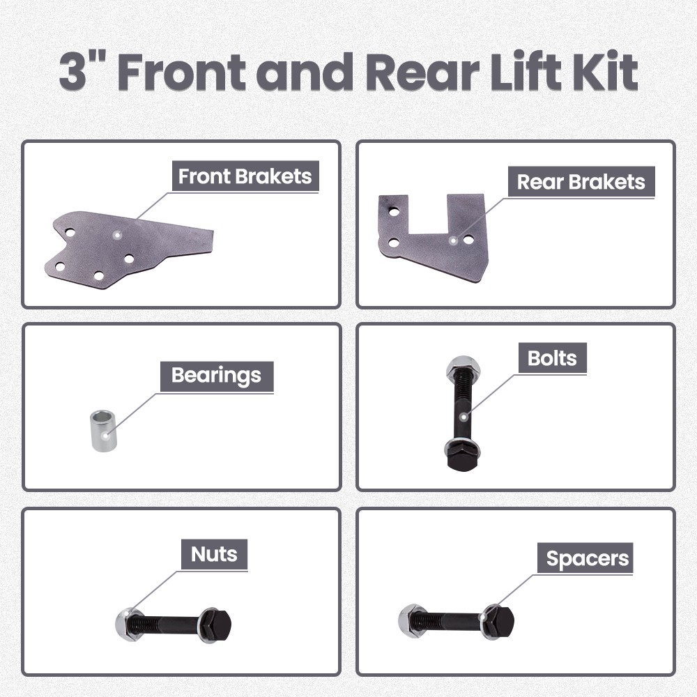Front + Rear 3" Full Lift Kits for Polaris Ranger Fullsize 570 XP 900 1000 Crew
