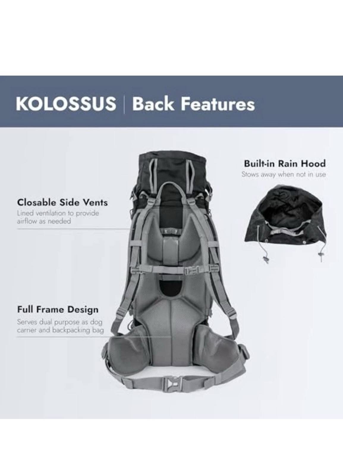 K9 Sport Sack Kolossus XL Backpack Carrier 300D Ripstop Polyester for Big Dogs