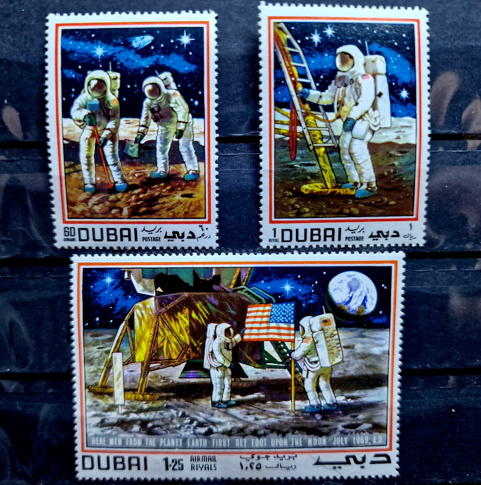 UAE Dubai 1969 - Space - MNH - Moon Landing Air Mail - 3 Stamps Set