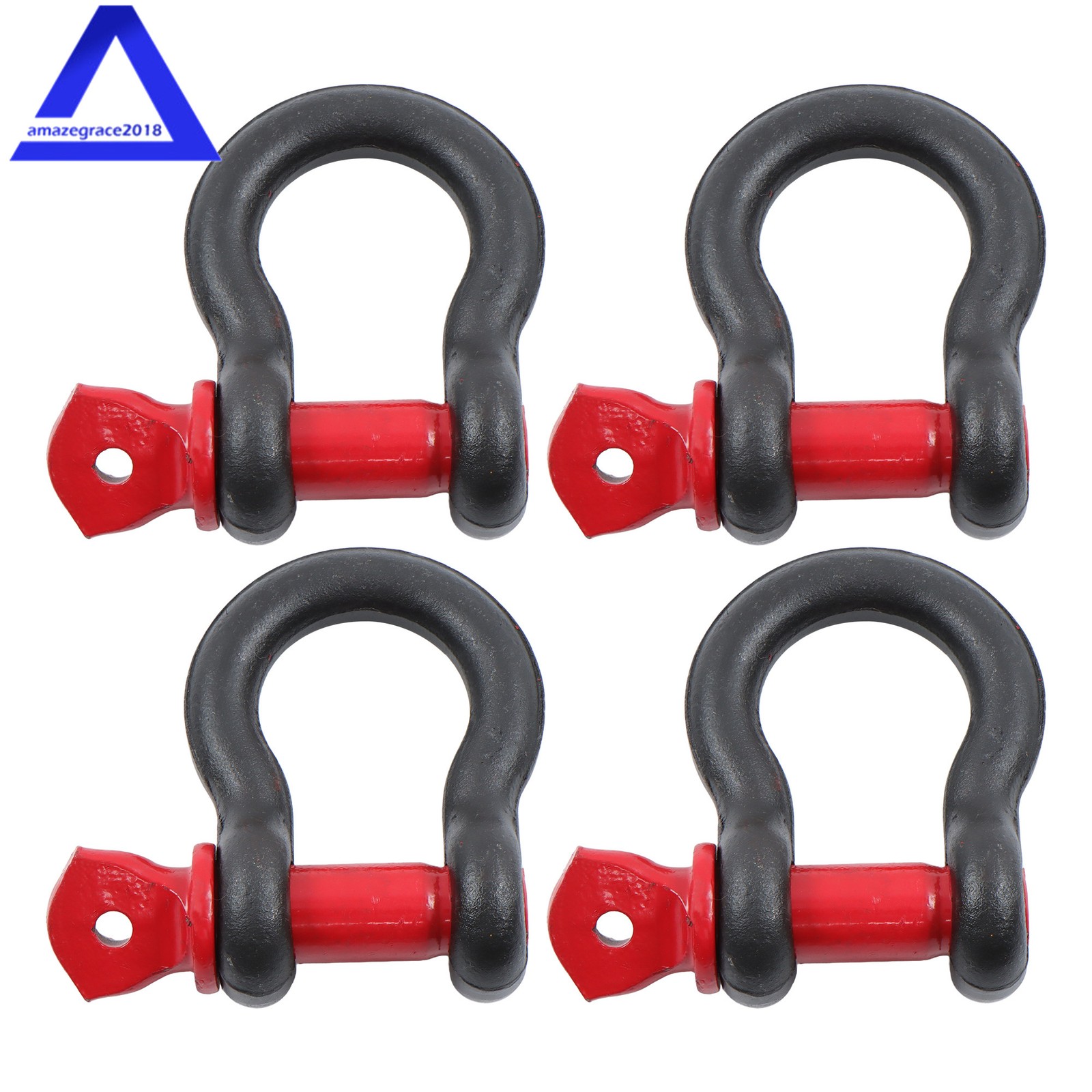 4 Pack 5/8" D Ring Shackle with 3/4" Pin Heavy Duty 28660lbs/13T Break Strength