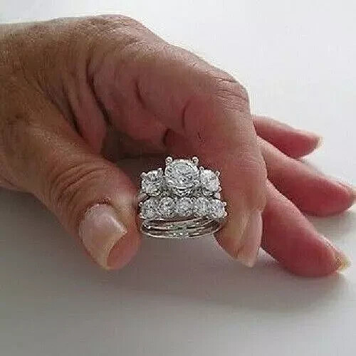 3CT Round Cut Lab-Created Diamond 14K White Gold Finish Engagement Bridal Ring