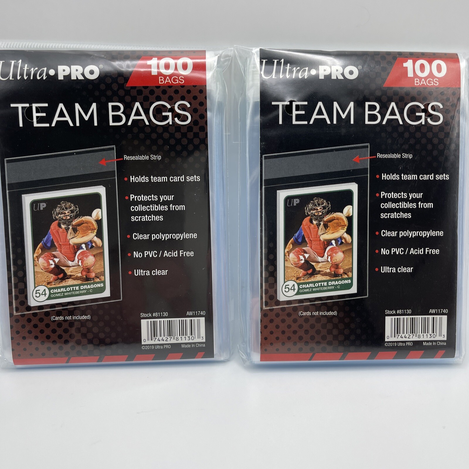 Ultra Pro Resealable Team Bags 2 Packs of 100 Team Bags, 200 Total