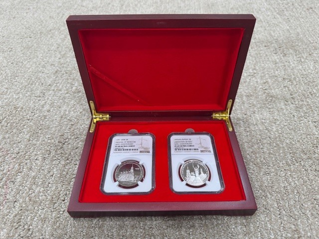 Premium Wooden 2 NGC Coin Display Storage Box Case Collector Coin Holder NGC NEW