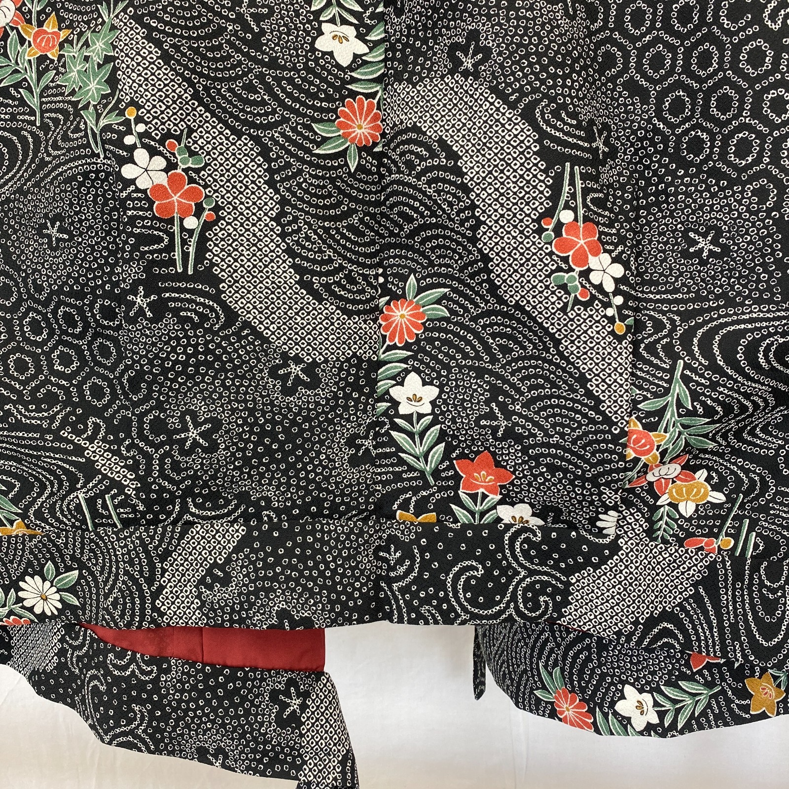 Japanese Vintage Kimono Haori Jacket Polyester Black Traditional Authentic