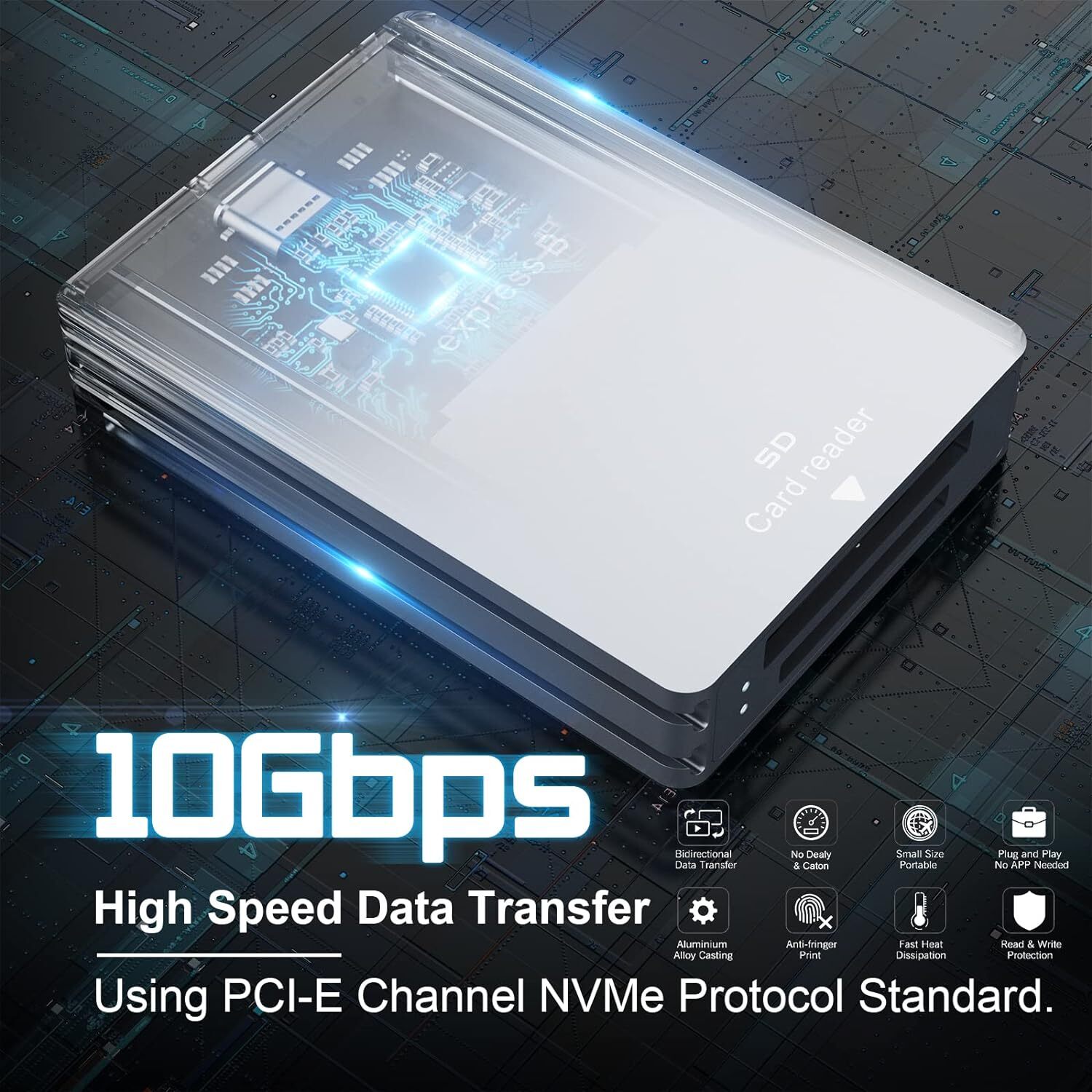 CFexpress Type B and SD Two-Slot Card Reader USB 3.1 Gen 2 10Gbps Type B Reader