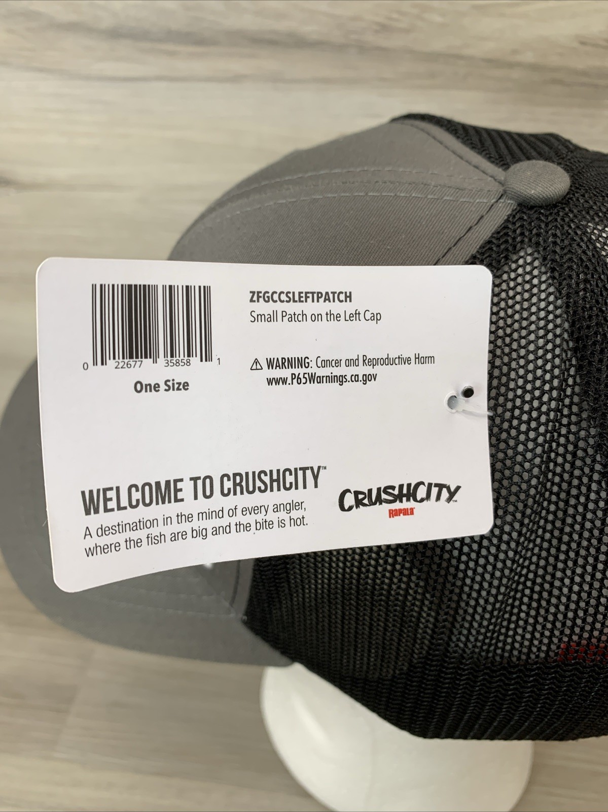 Rapala Crush City Mesh SnapBack Hat Cap NEW SMALL PATCH FISHING LURES GRAY
