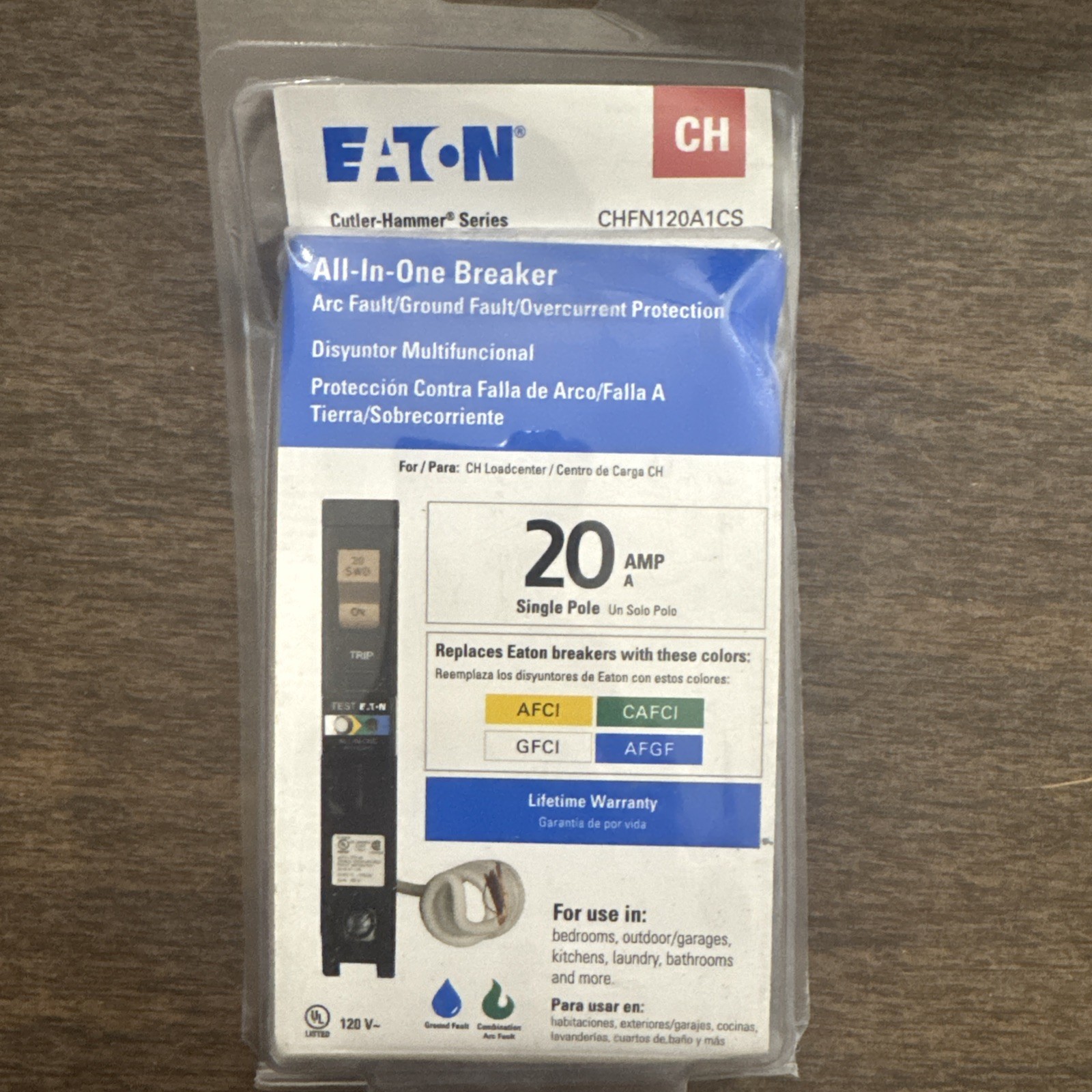 Eaton 20 Amp CUTLER HAMMER All in One AF/GF CH Breaker CHFN120A1CS