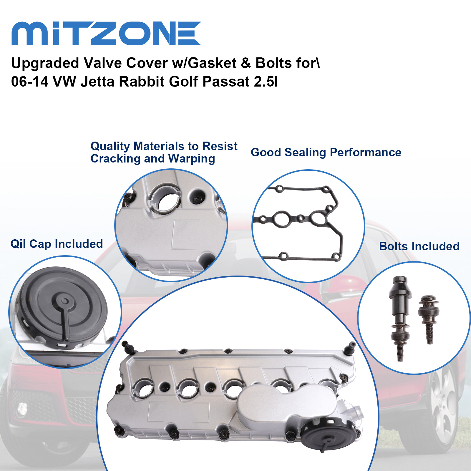 Upgraded Valve Cover w/Gasket & Bolts for 06-14 VW Jetta Rabbit Golf Passat 2.5L