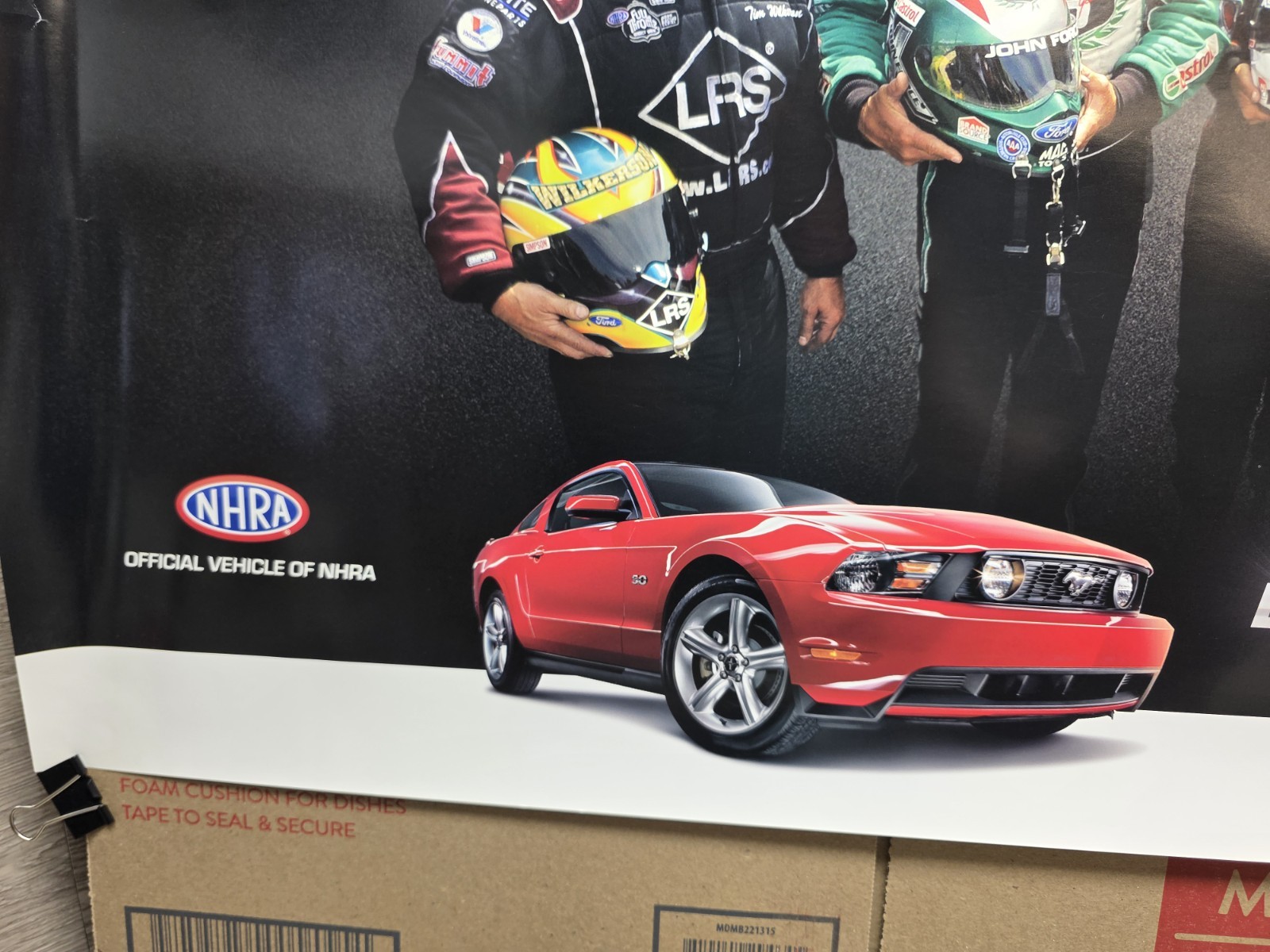 36" X 24" Autographed Ford Mustang Funny Car Poster John Force, Bob Tasca iii,