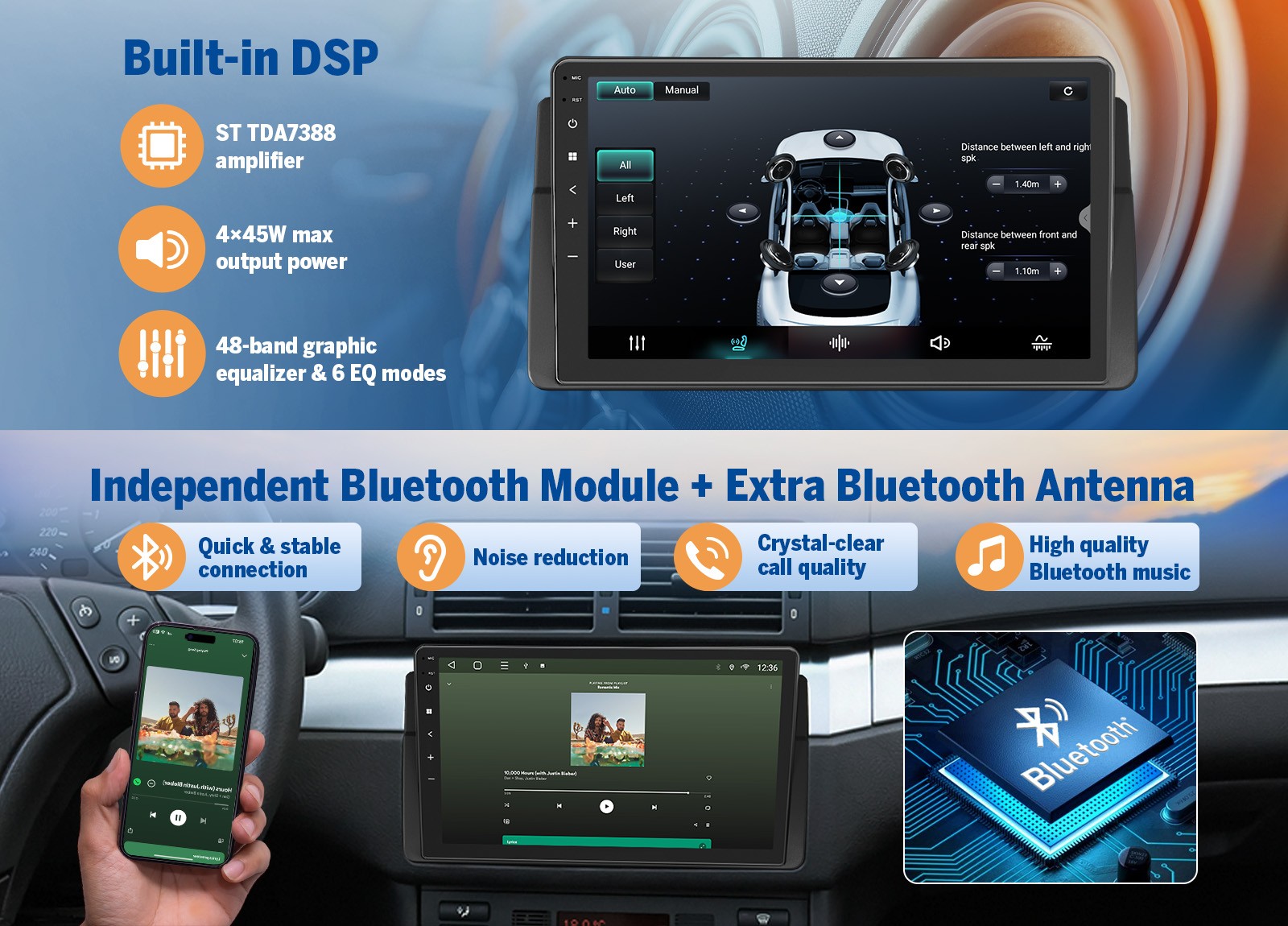 CAM+OBD+9 inch IPS Android Auto for BMW E46 325i Car Stereo Radio Apple CarPlay