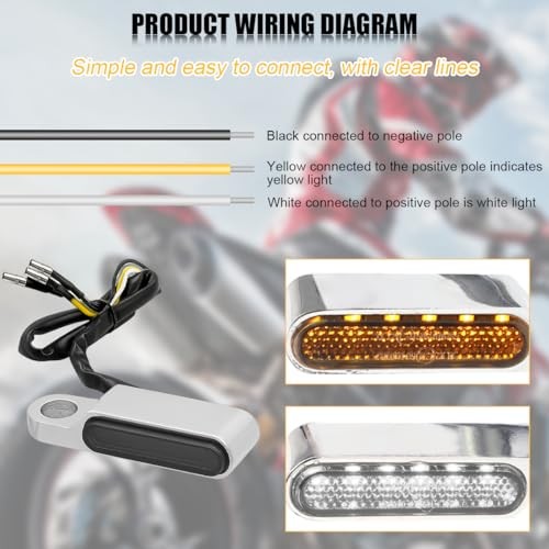 2PCS Motorcycle Handlebar Turn Signal Lights, Motorbike Front Rear Black/Silver