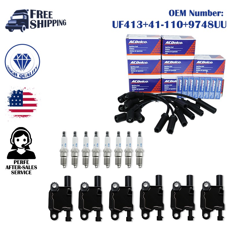 Chevrolet GMC 8 PACK UF413 Ignition Coil + 41-962 Spark Plug + 9748UU Wire