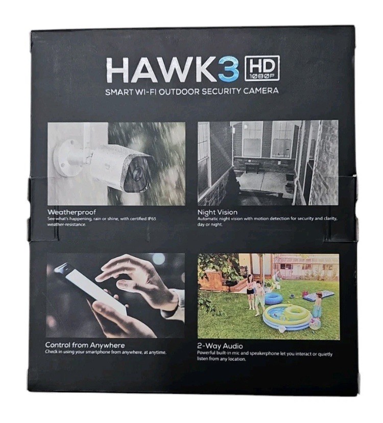 Hawk 3 HD 1080p Outdoor Security Camera Smart WiFi Surveillance Weatherproof
