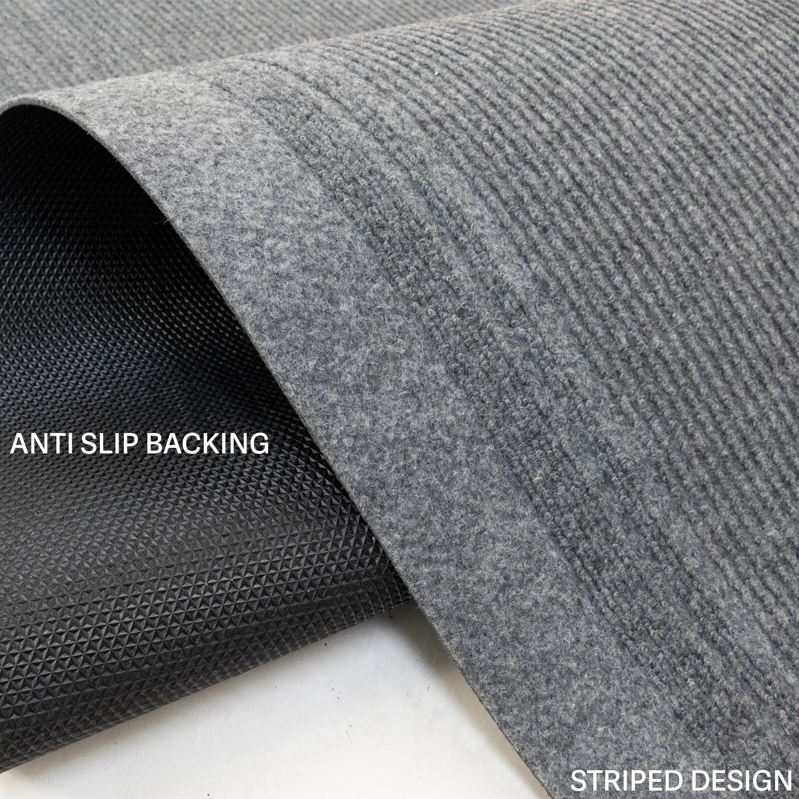 Anti Slip Light Weight Low Profile Gray Rug Runner Hallway Office Outdoor