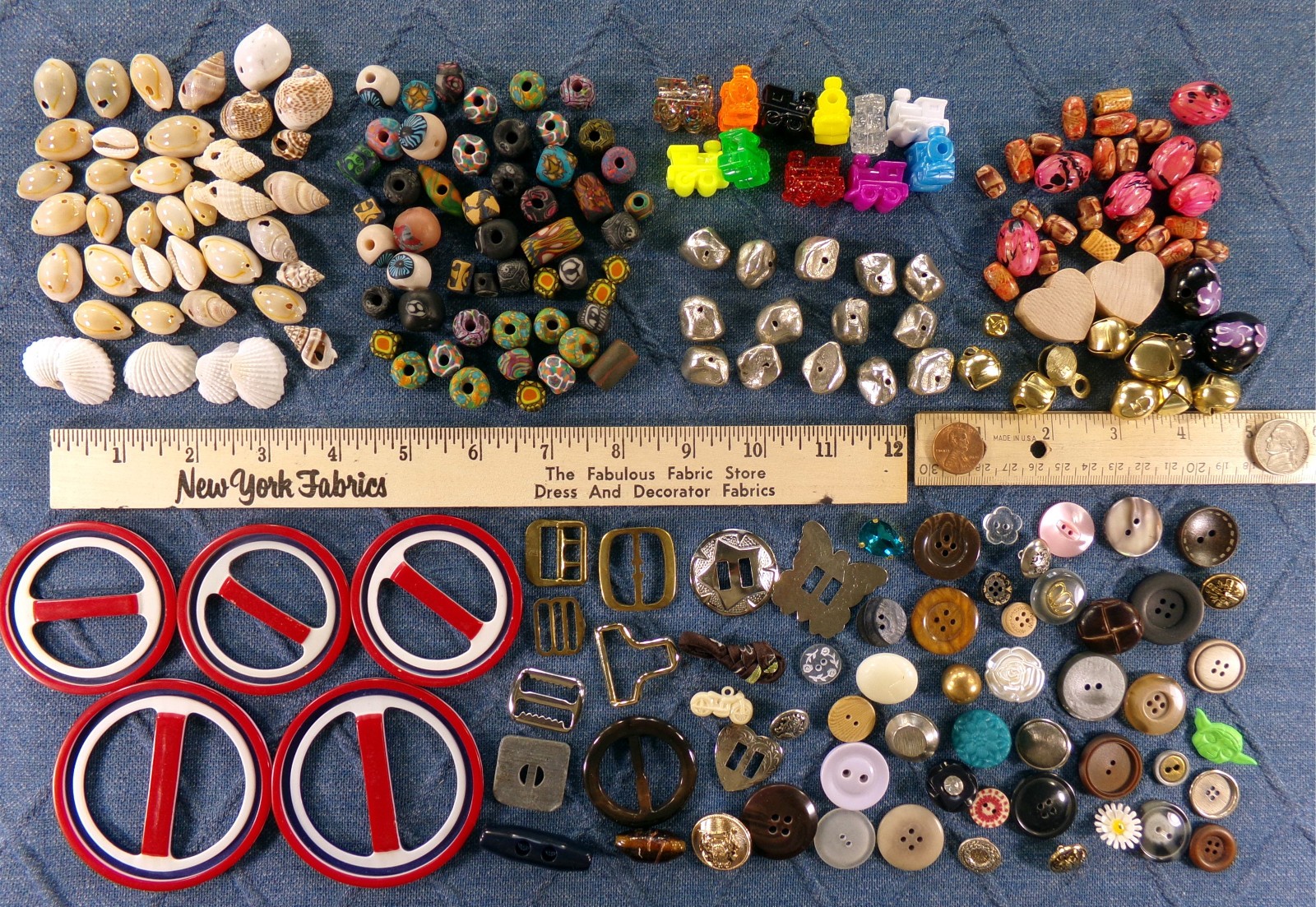 CRAFT LOT, 5 LB BULK MIX: Bead Button Pin Pendant Charm Patch Gem Key Stamp Dice