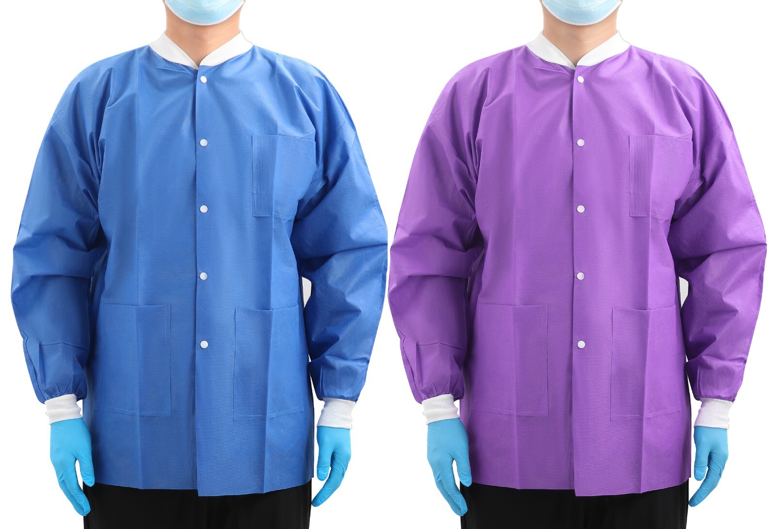10/50Pcs JMU Medical Lab SMS Jackets Coats 40g w/ Knit Cuffs 3 Pockets S/M/L