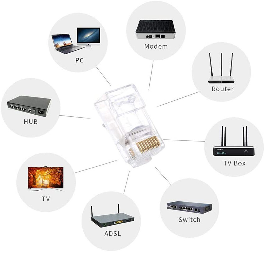 500pcs RJ45 Pass Through Modular Plug Network Cable Connector End 8P8C CAT6 CAT5