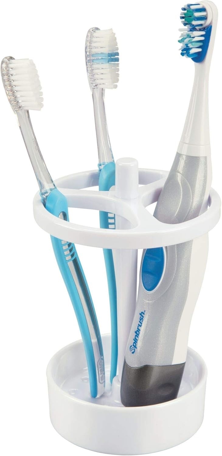 iDesign BPA-Free Plastic XL Toothbrush Stand, 3.75" x 3.75" x 5.75" - White