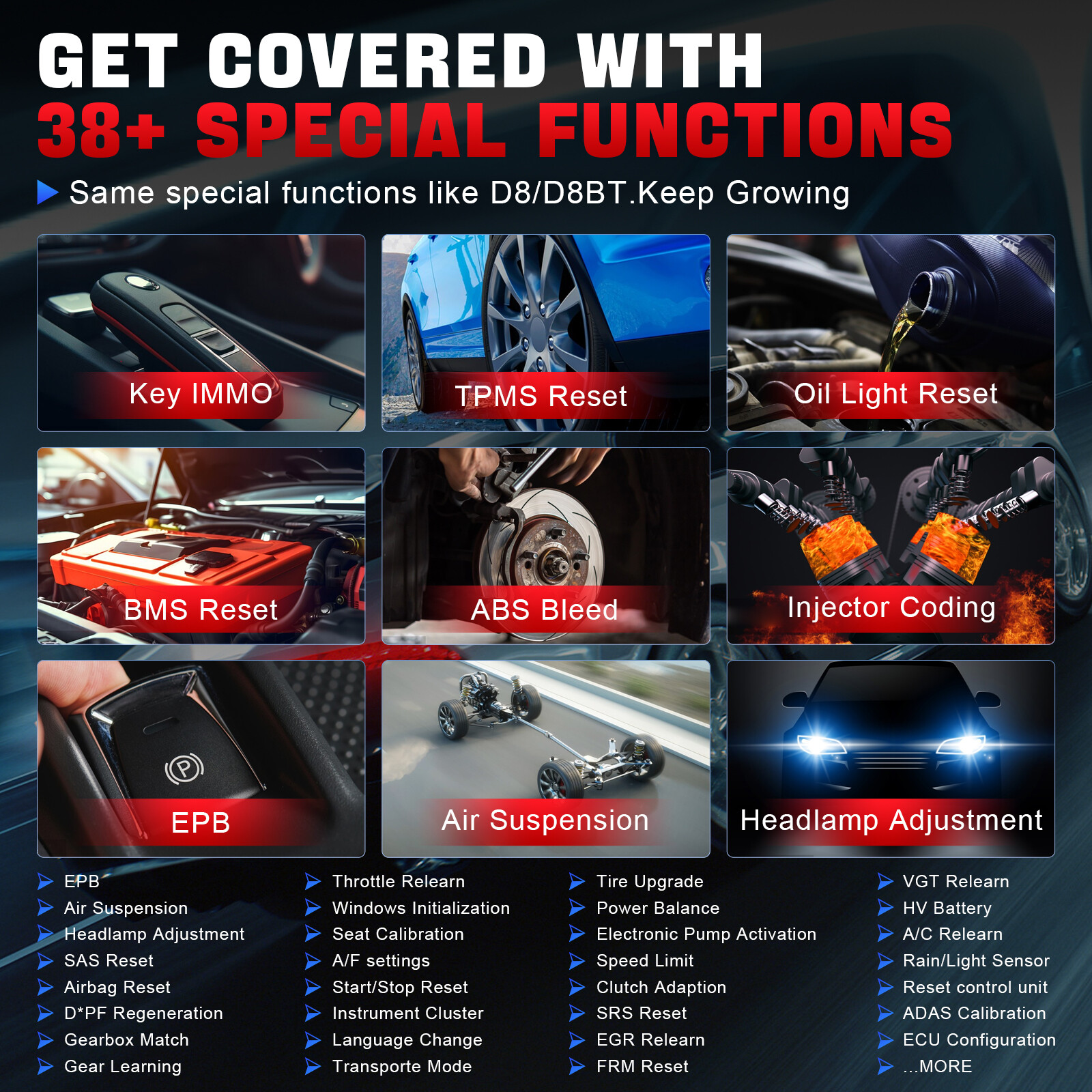 USED XTOOL D8W Auto Full Diagnostic Tool Bi-Directional WIFI Scanner Topology