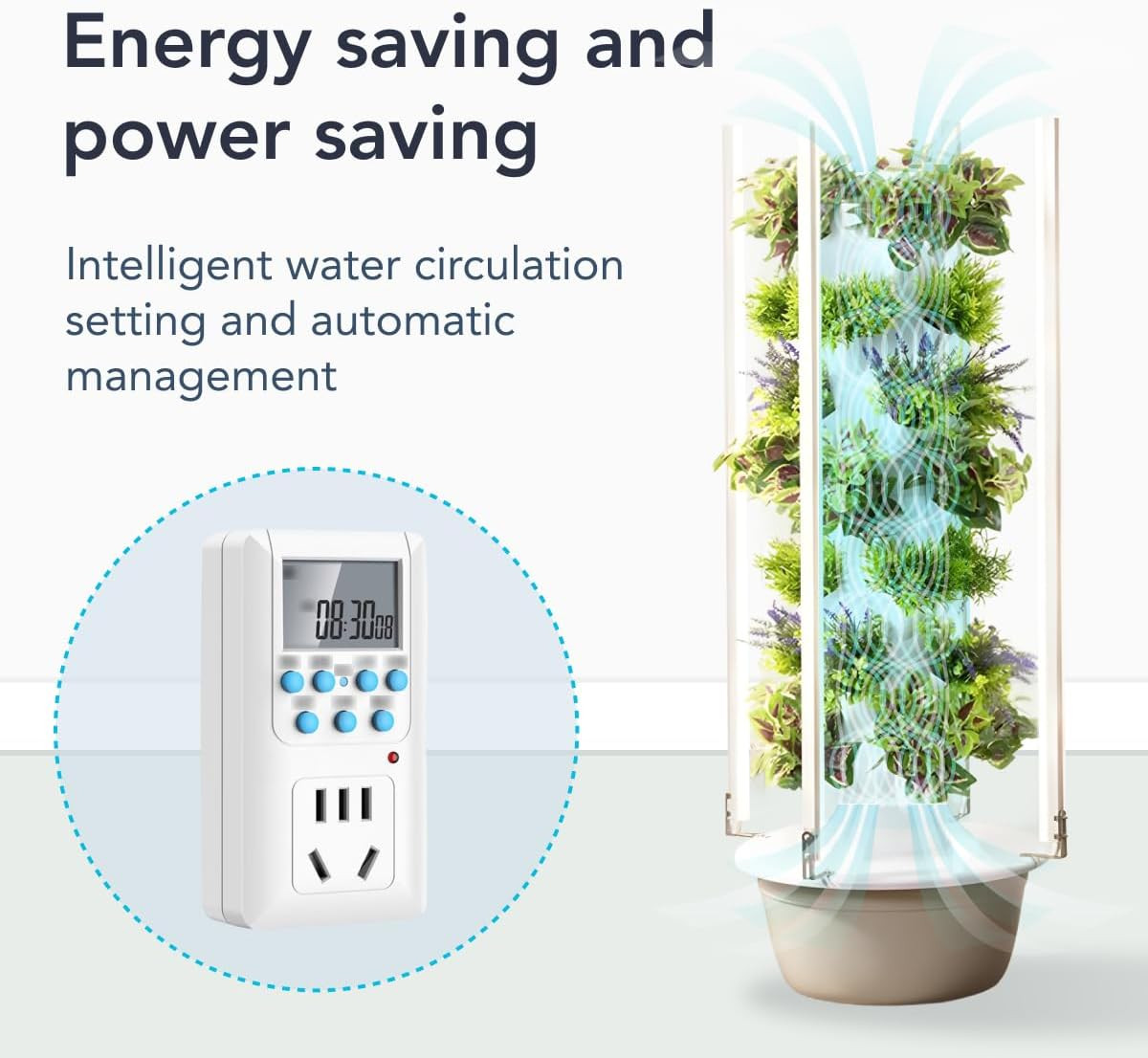 Indoor Hydroponic Garden Tower with LED Grow Lights - Self-Watering Hydroponics