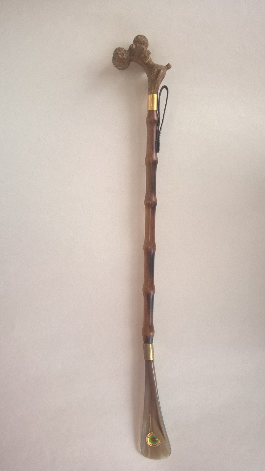 Italian Shoe Horn Italy Original Poodle Dog Head Wood Or Bamboo Extra Long 21.5"