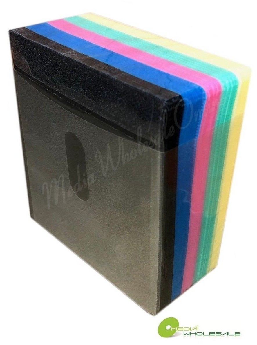 100 Non Woven CD DVD Multi Color Double Sided Plastic Sleeve - HOLD 200 discs