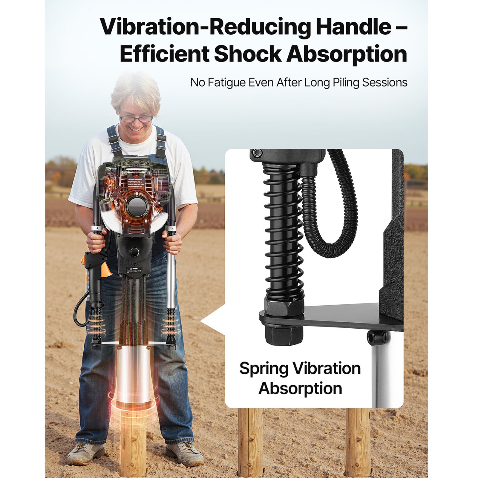 Uimoso Gas Powered T Post Driver 4 Stroke Engine Heavy Duty Fence Pounder