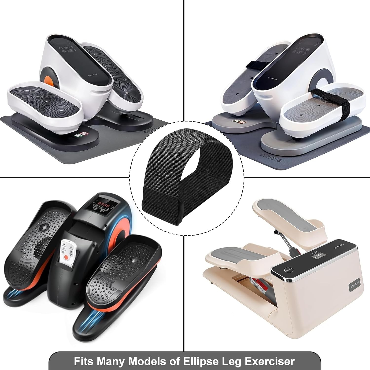 Leg Exerciser Traction Straps, Under Desk Elliptical Pedal Band for Seniors, Sec