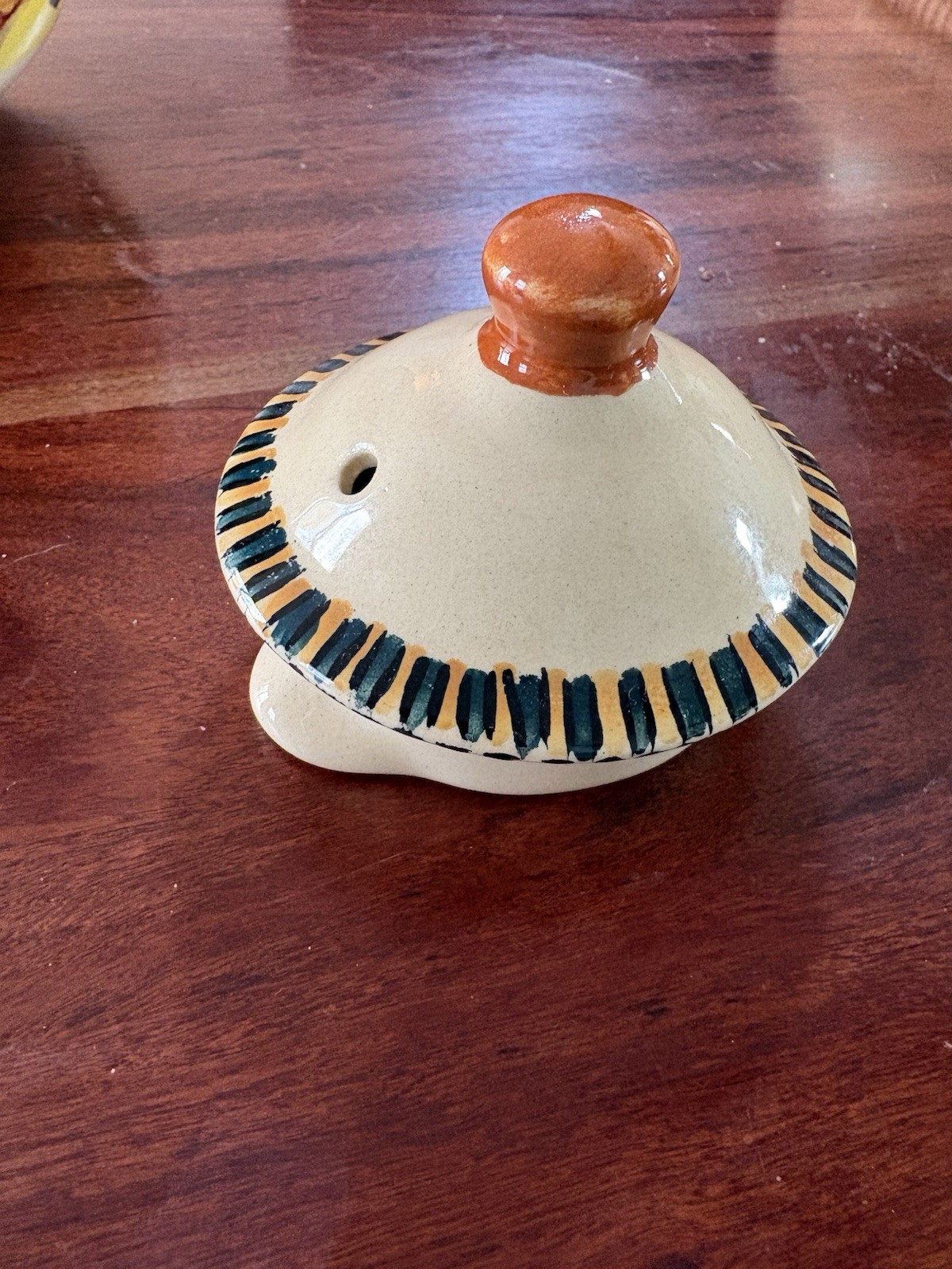 8 Cp Teapot African Design Hand Painted Ceramic Made In Zimbabwe Signed Vintage