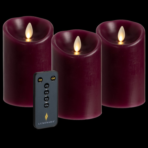 Luminara 3-Piece Flameless 4.5" Pillar Candle Set with Remote
