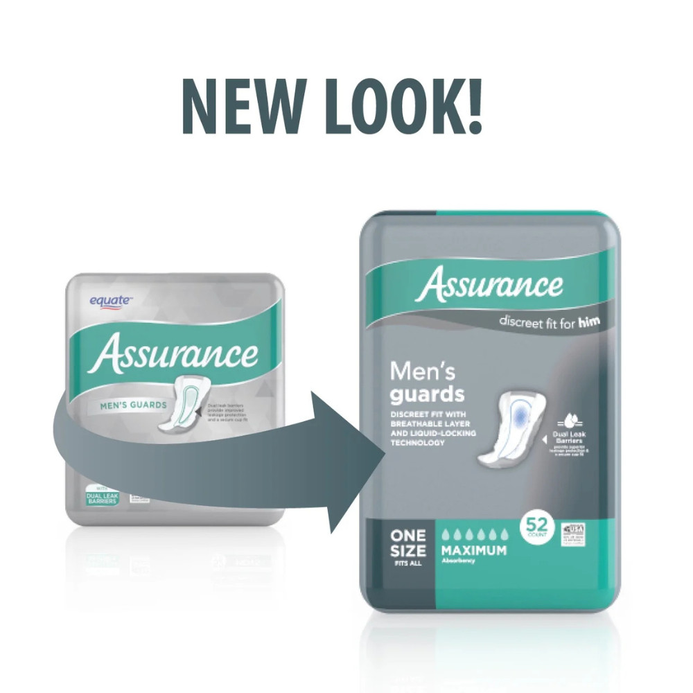 Assurance Men’s Guards, Maximum Absorbency, 52 Count, Easy use and convenience