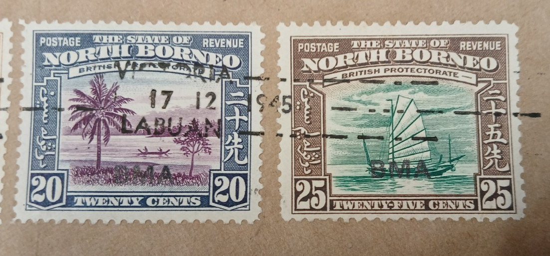 BEYOND RARE North Borneo Envelopes Cancelled 17Dec1945 BMA Overprints SG320-332