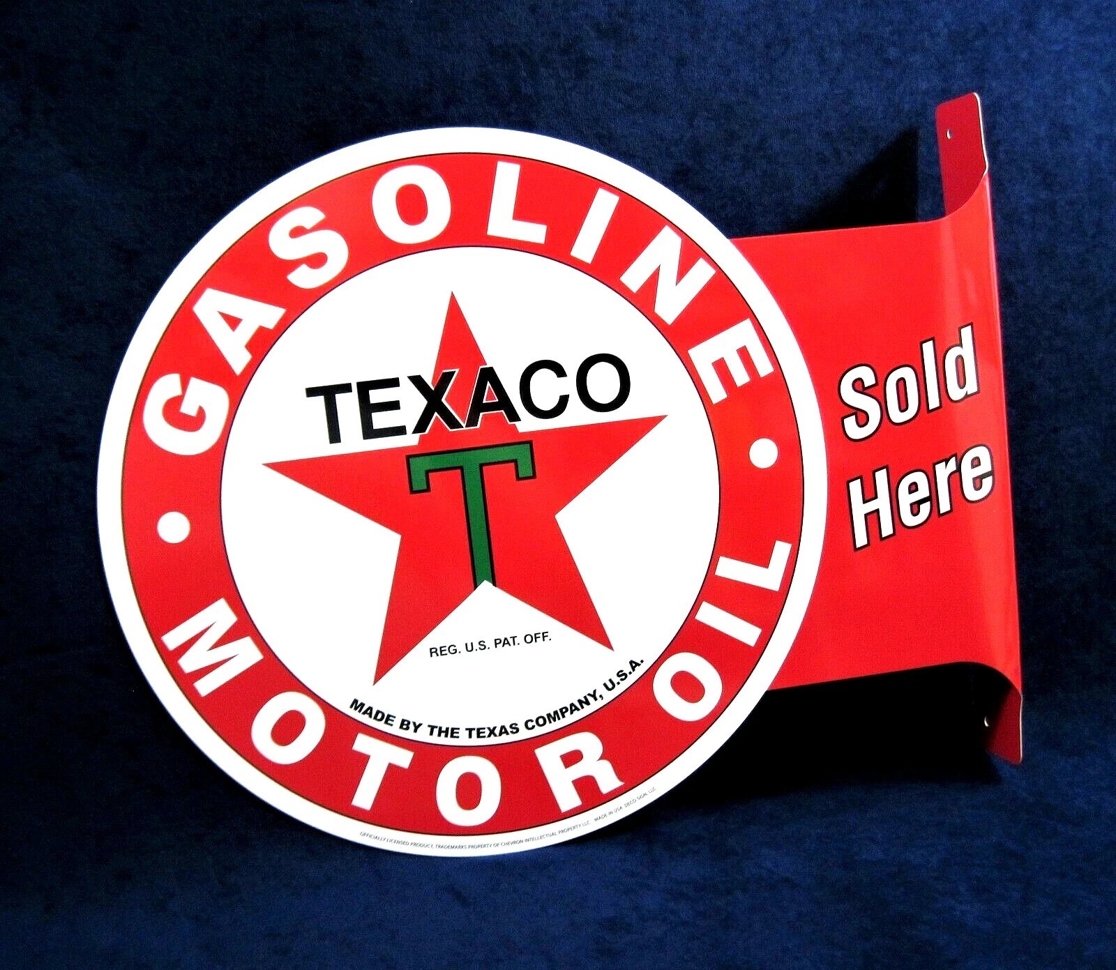 Texaco Gasoline Oil Large Flange Vintage Style Metal Sign | Free Shipping