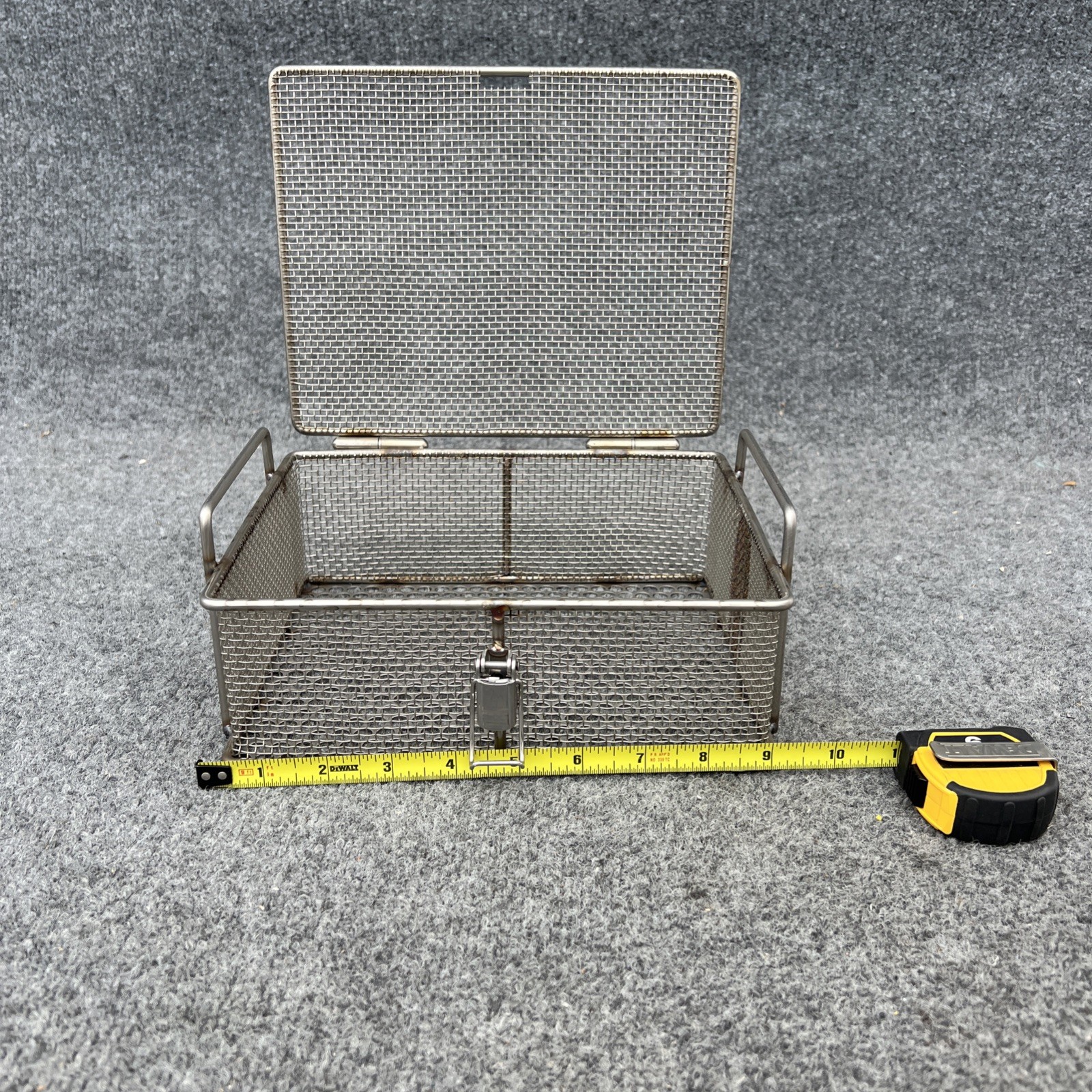 Stainless Steel Mesh Rectangular Washing Basket, 9” L x 7” W x 3.25” H New Other