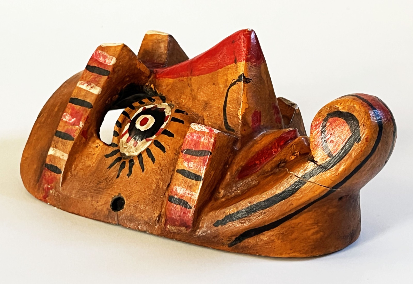 VTG MEXICAN GUERRERO FOLK ART HAND CARVED WOOD MORO CHINO CULTURAL DANCE MASK