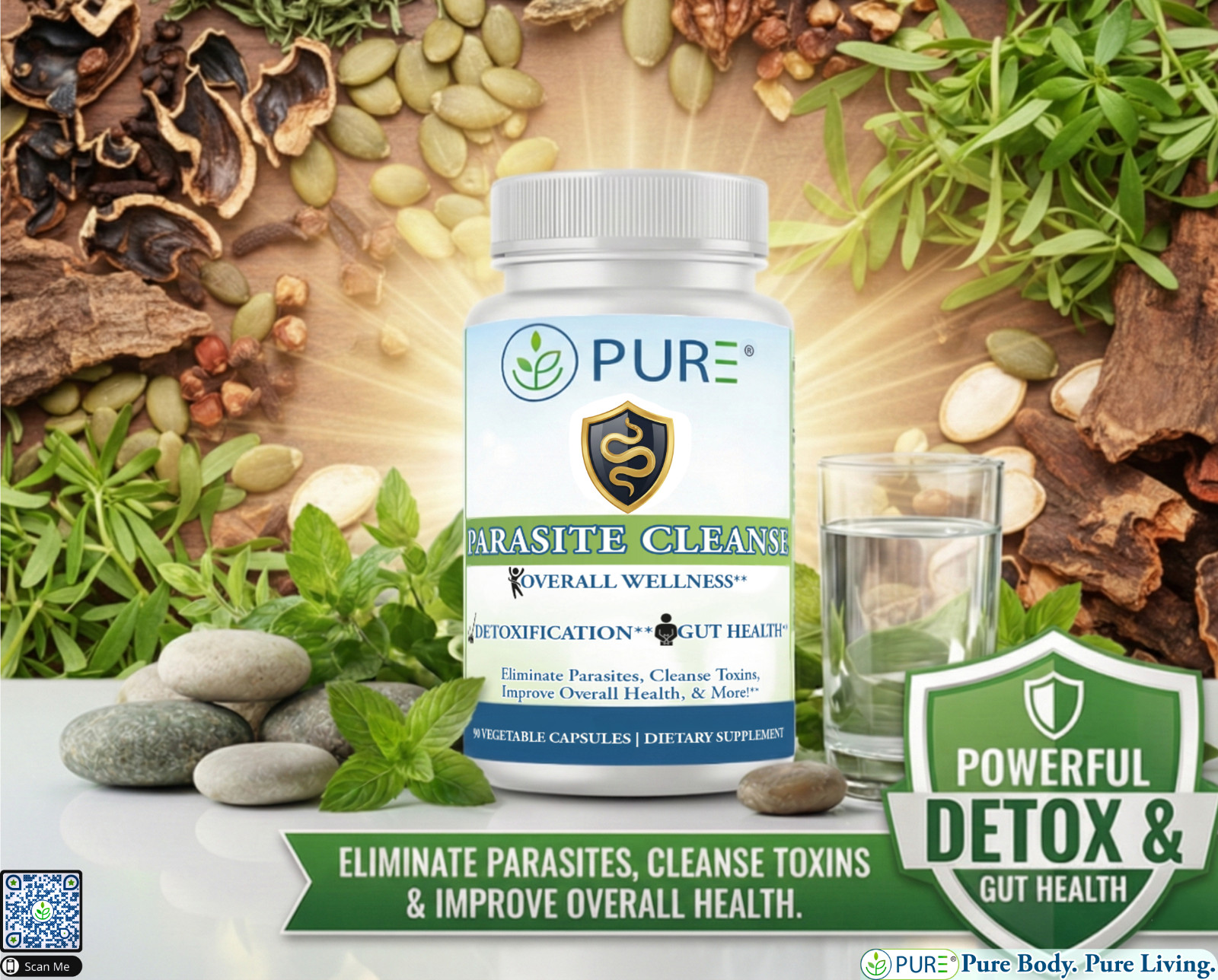 PURE Parasite Cleanse - Wormwood, Black Walnut, Cloves, NAC - Gut Health Detox