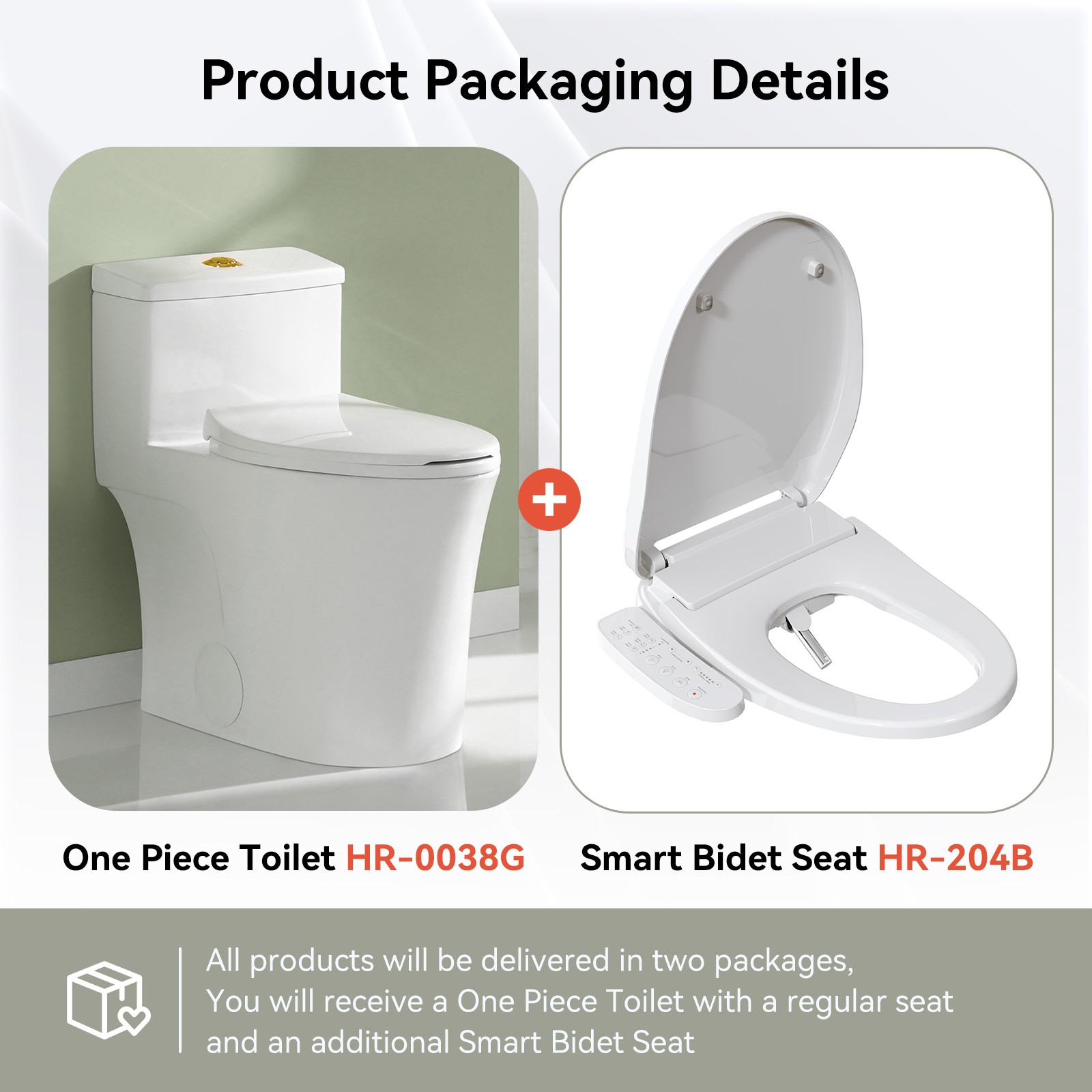 HOROW Elongated Bidet Toilet Seat With Heated and Dryer Model B0403 Warm Water