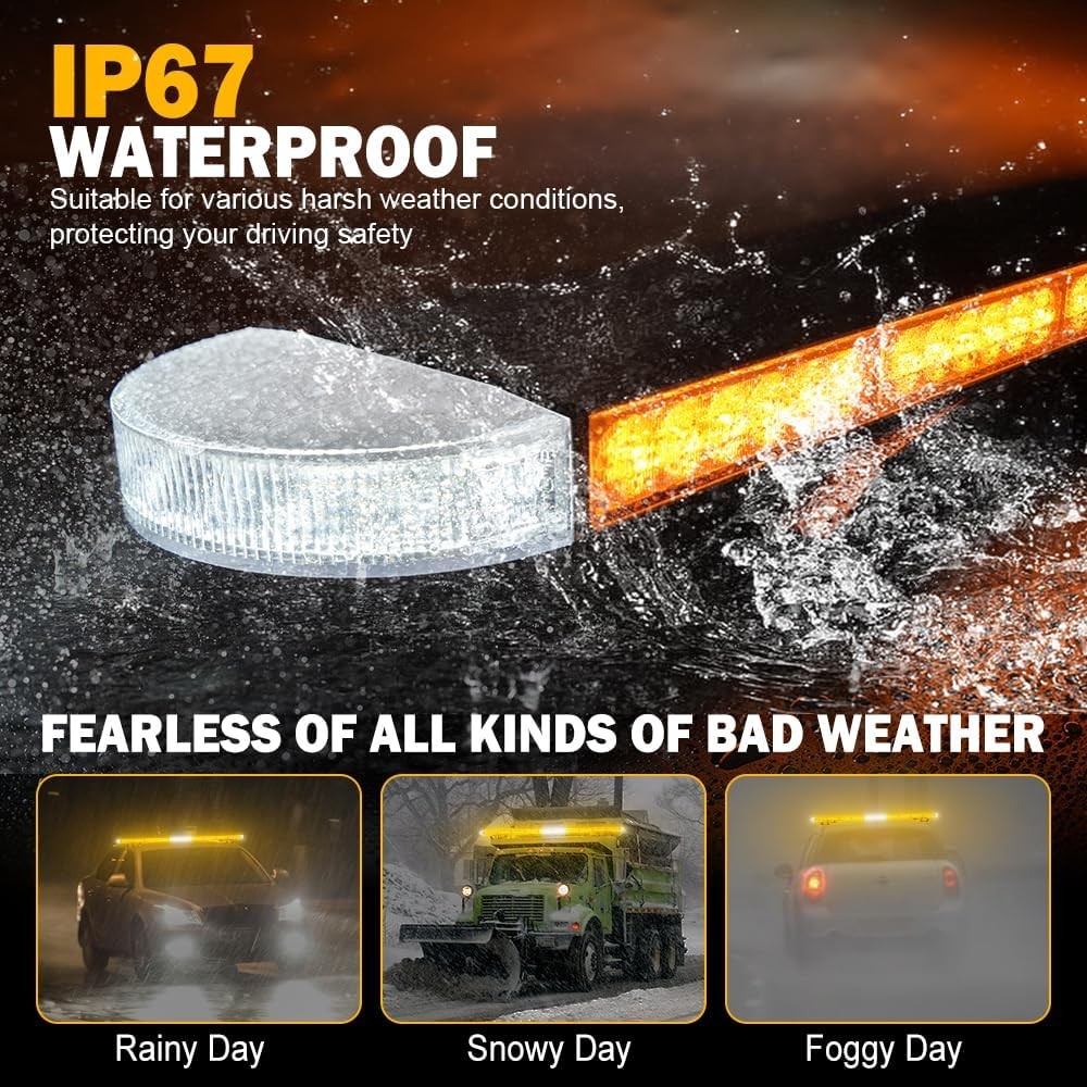 49" Low Profile Rooftop Emergency Strobe Lights Bar Warning Flashing TOW Tractor