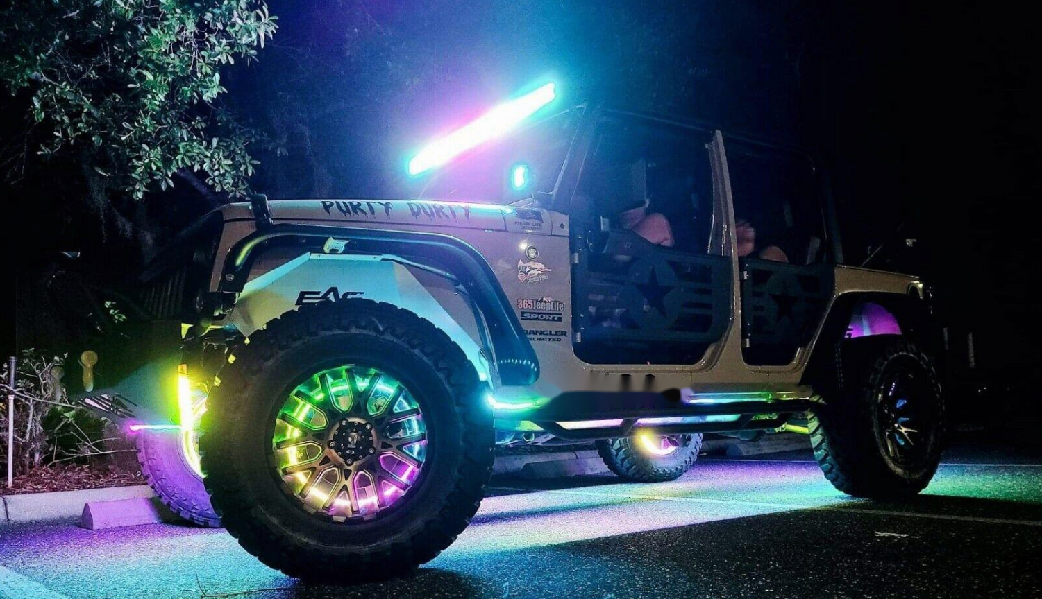 17.5" x4PCS Wheel Lights for Truck CHASING Quad Row LEDs Brightest APP + Remote