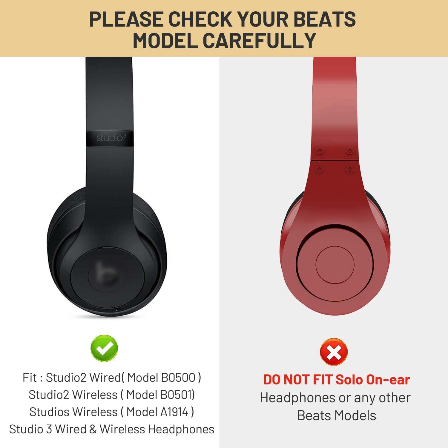 2x Ear Pad Cushion Replacement For Beats Dre Studio 2 3 Wireless / Wired 2.0 3.0