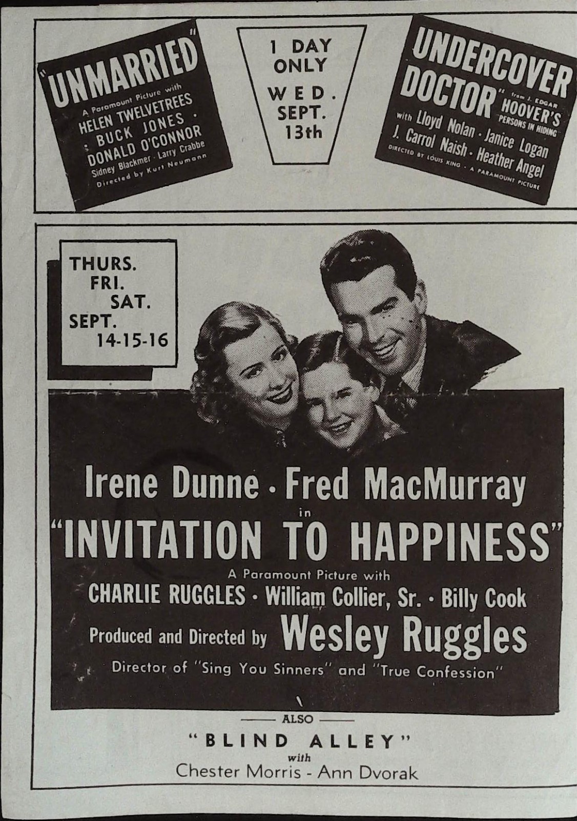Bachelor Mother Local Theater Herald 1939 Ginger Rogers!