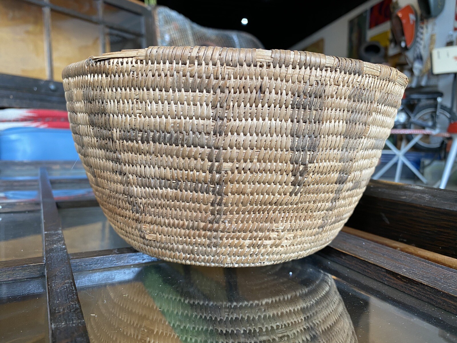 Vintage antique Native American Pima Akimel Oʼodham Basket nice design 9.5x5