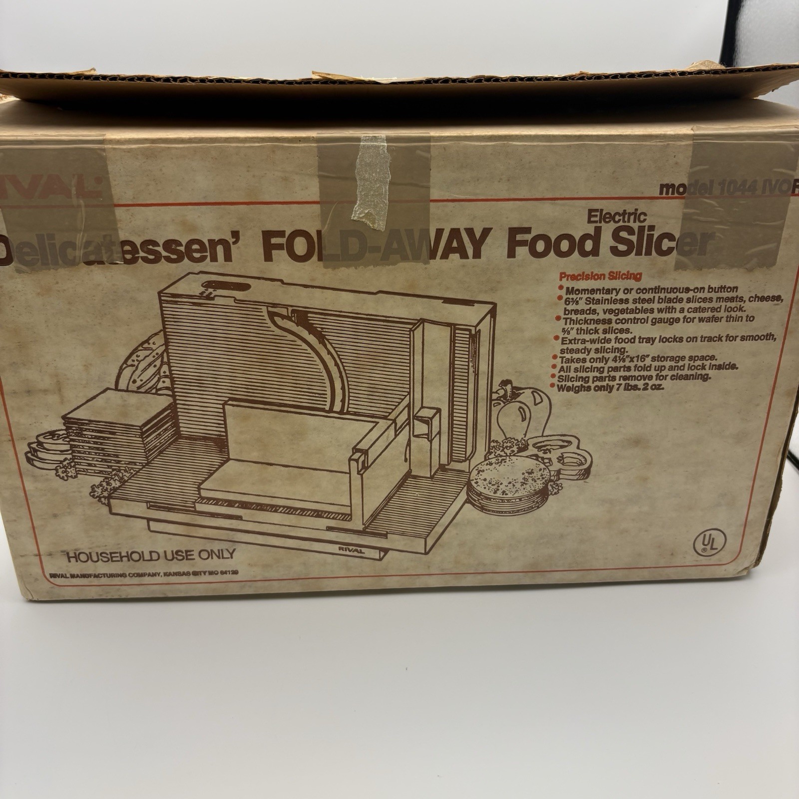 Rival 1044 Delicatessen Fold-Away Electric Food Slicer-Sliding Tray