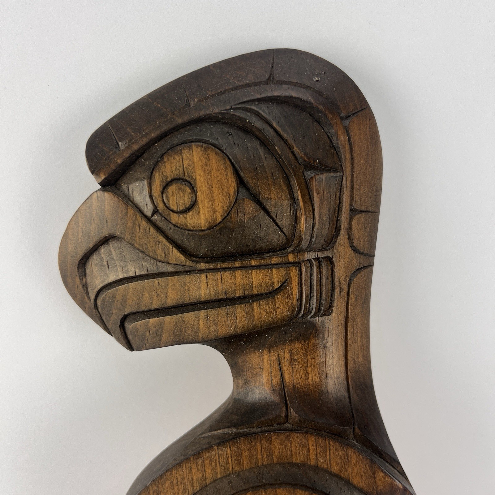 Vtg Joe Bob First Nations Wood Carving Eagle Wall Plaque z3q