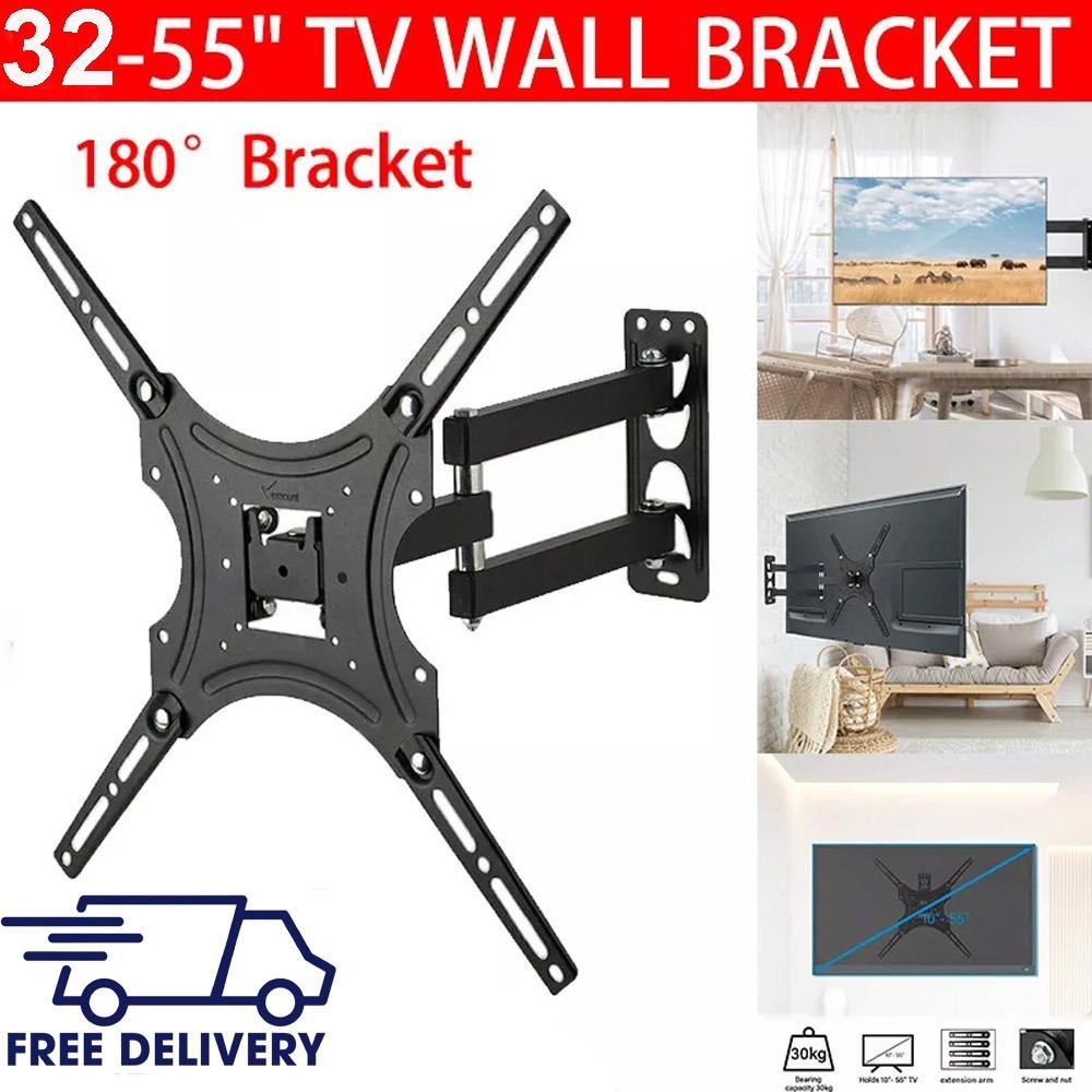 TV Wall Bracket Mount Swivel Tilt for 17-55" TV Full Motion Articulating Arms
