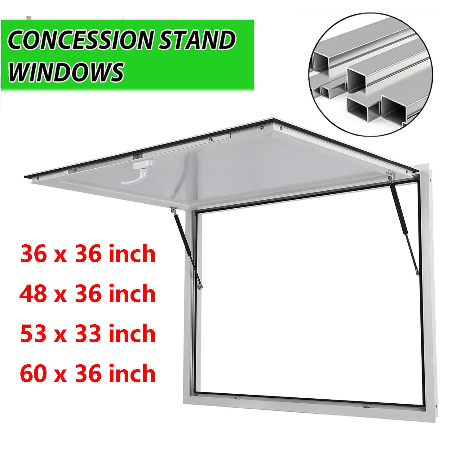 Concession Trailer Serving Window 36" x 36" 60" x 36" Food Truck Service Window