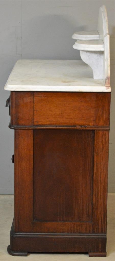 Antique Victorian Carved Pull Marble Top Commode #22539