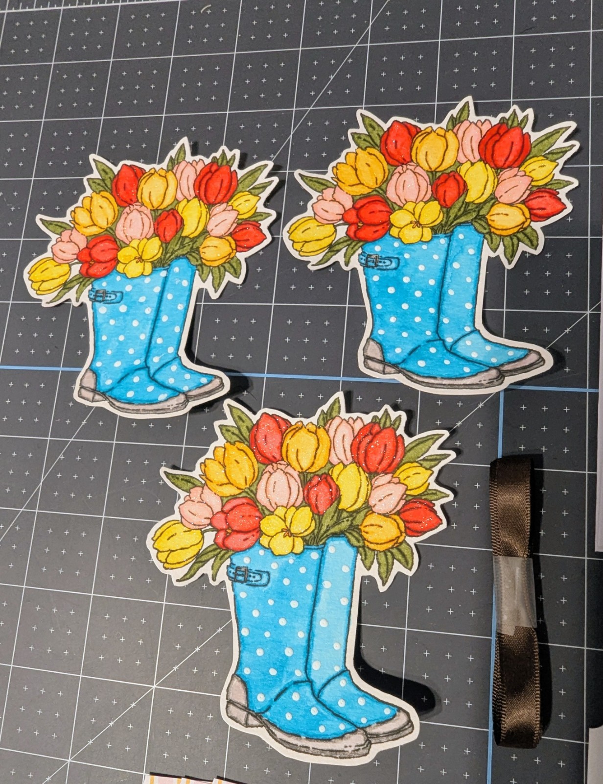 Tulips Rain Boots Mother's Day Birthday card kit Made With Some Stampin Up