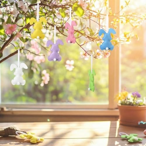 12 Pcs Easter Bunny Decorations Felt Bunny Hanging Ornaments Rabbit Calssic